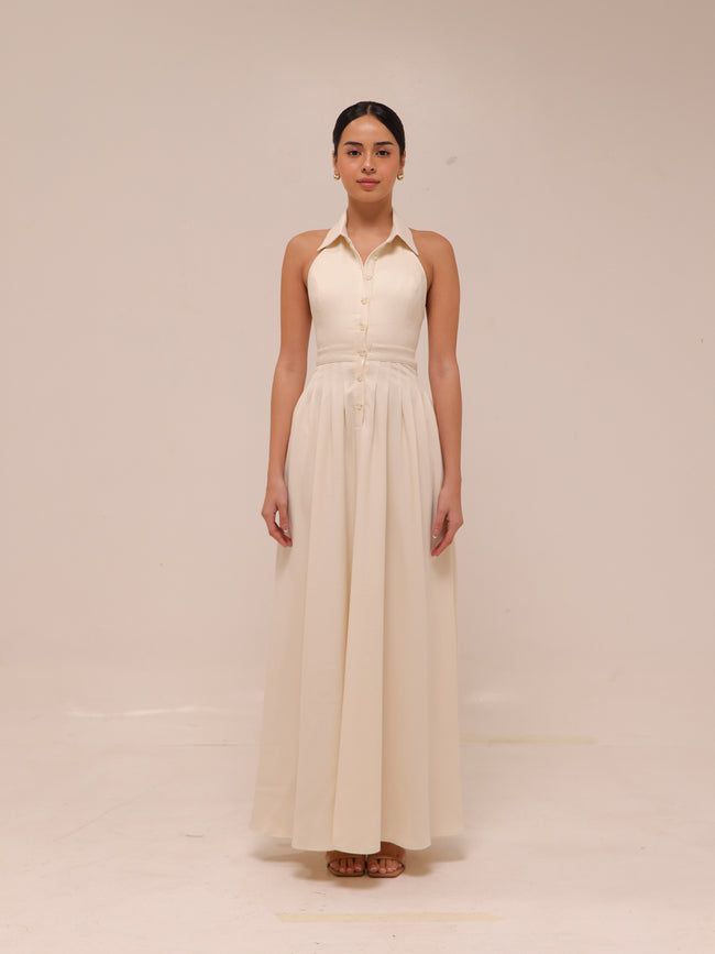 Isabelle Pleated Halter Dress