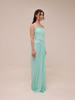 Scalloped Strapless Draped Gown