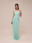 Scalloped Strapless Draped Gown