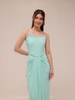 Scalloped Strapless Draped Gown