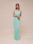 Scalloped Strapless Draped Gown