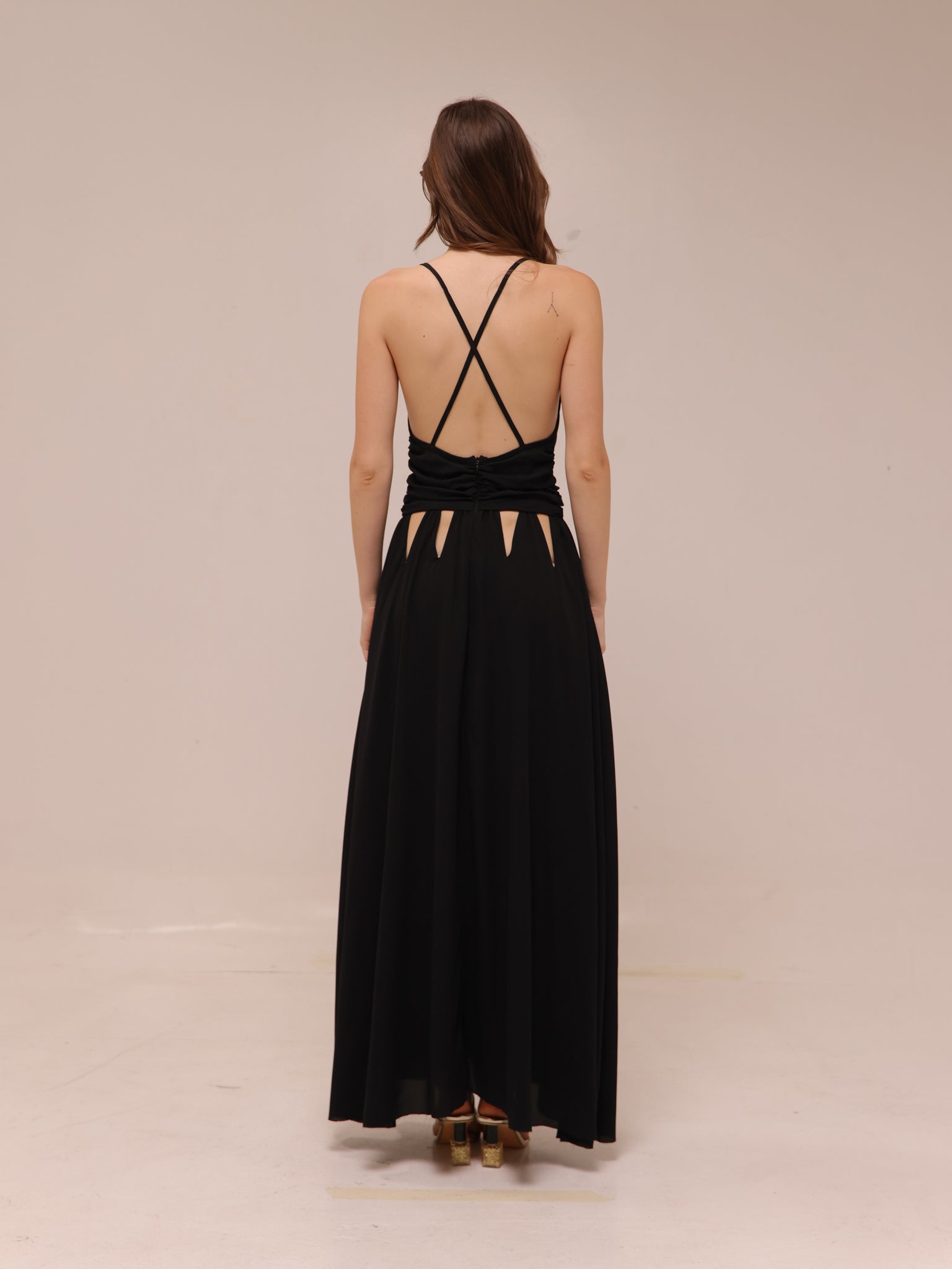 Noir Cutout Plunge Dress