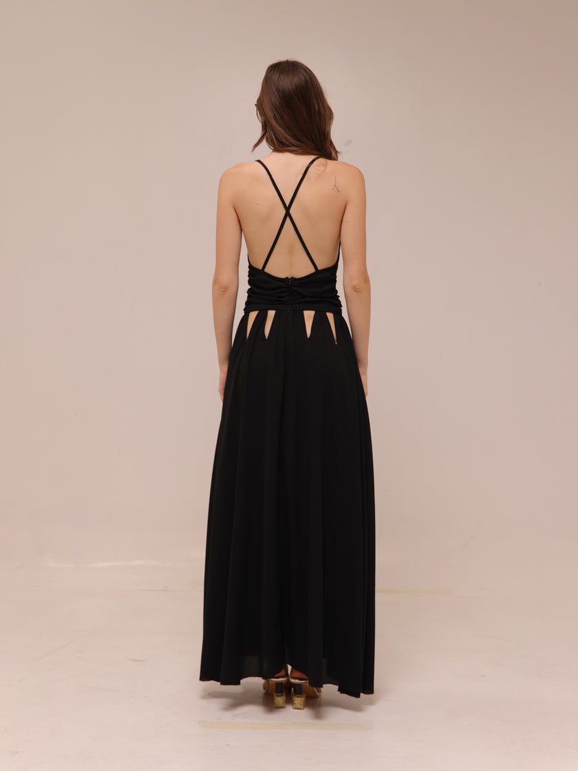 Noir Cutout Plunge Dress
