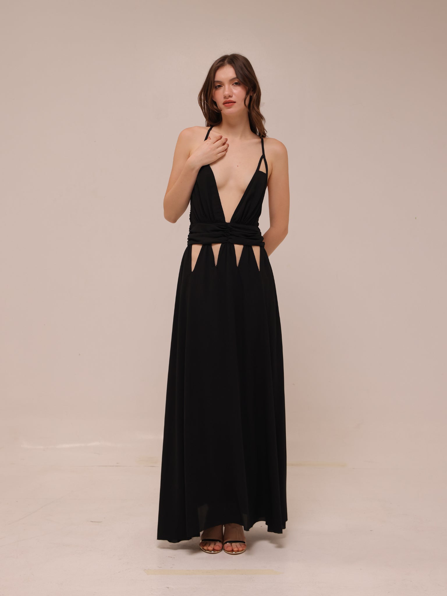 Noir Cutout Plunge Dress