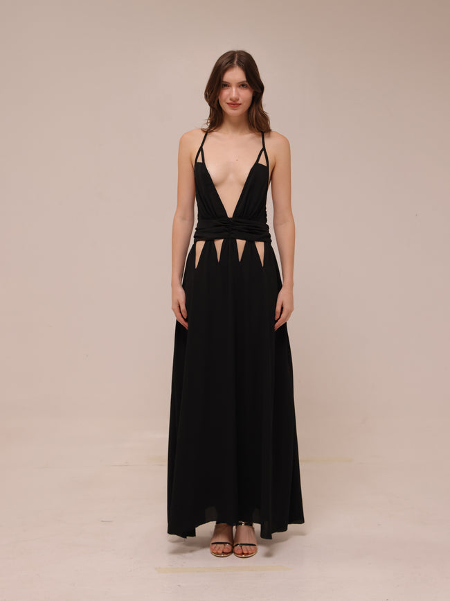 Noir Cutout Plunge Dress
