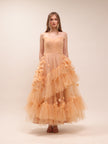 Apricot Petals Tulle Gown
