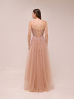 Blush Tulle Embroidered Strapless Gown