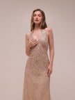 Champagne Sequin Halter Gown