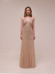 Champagne Sequin Halter Gown