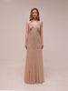 Champagne Sequin Halter Gown