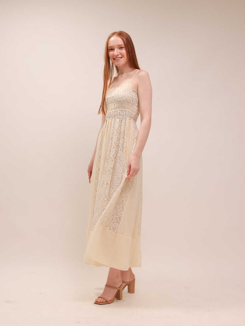 Amélie Lace Maxi Dress in Buttercream