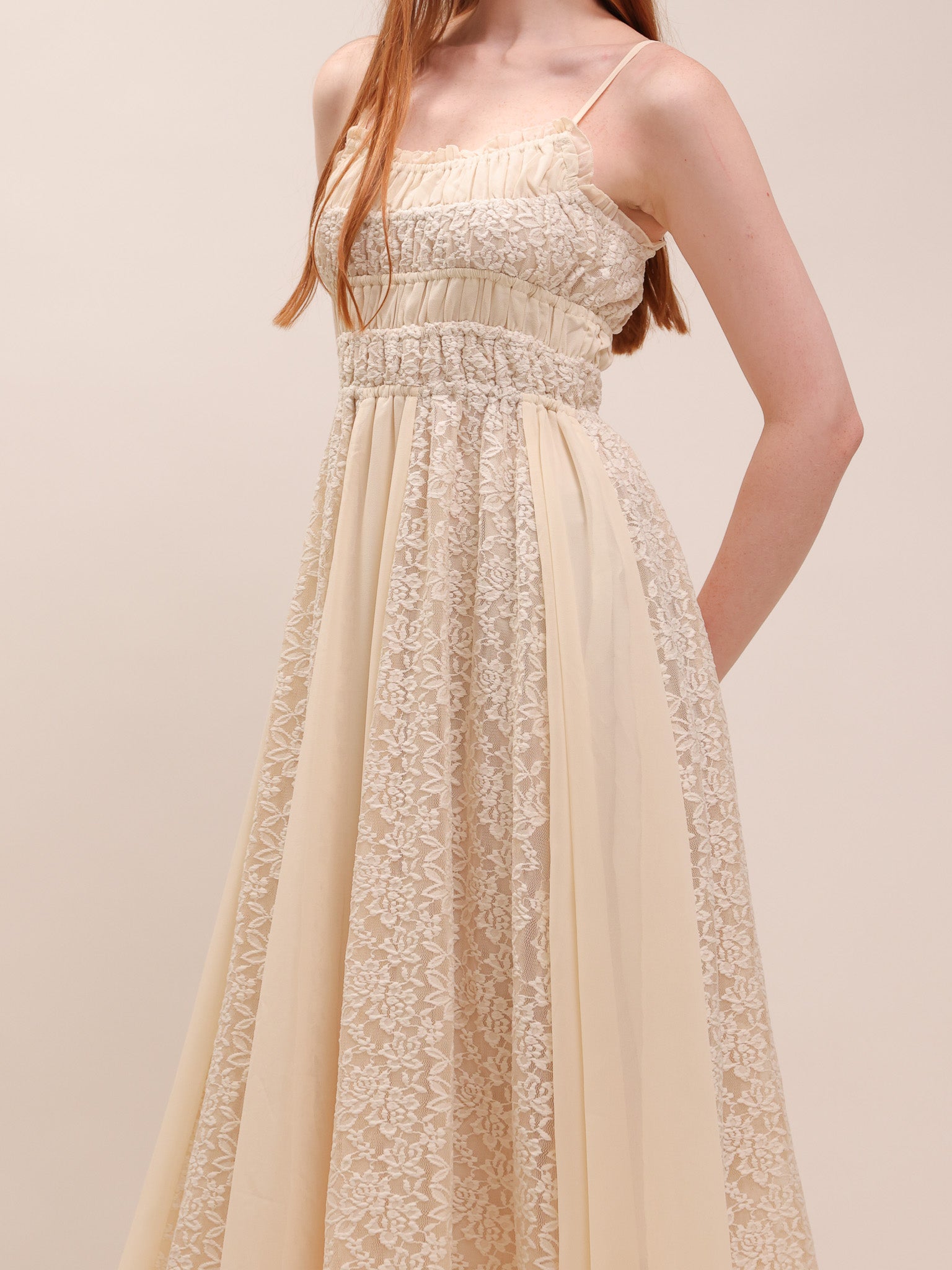 Amélie Lace Maxi Dress in Buttercream
