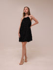 Feather Shimmer Mini Halter Dress