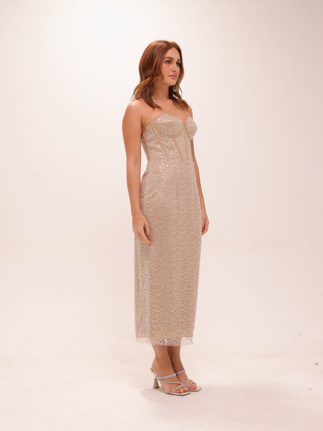 Crystal Corset Midi Dress
