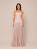Luna Slubbed Bustier Pleated Gown in Rosewater
