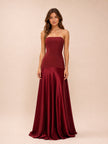 Aura Strapless Gown in Red Berry