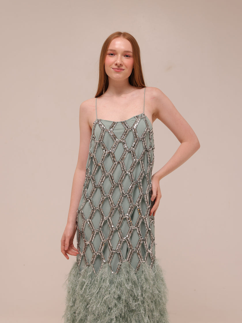 Geo Sequin Midi Dress