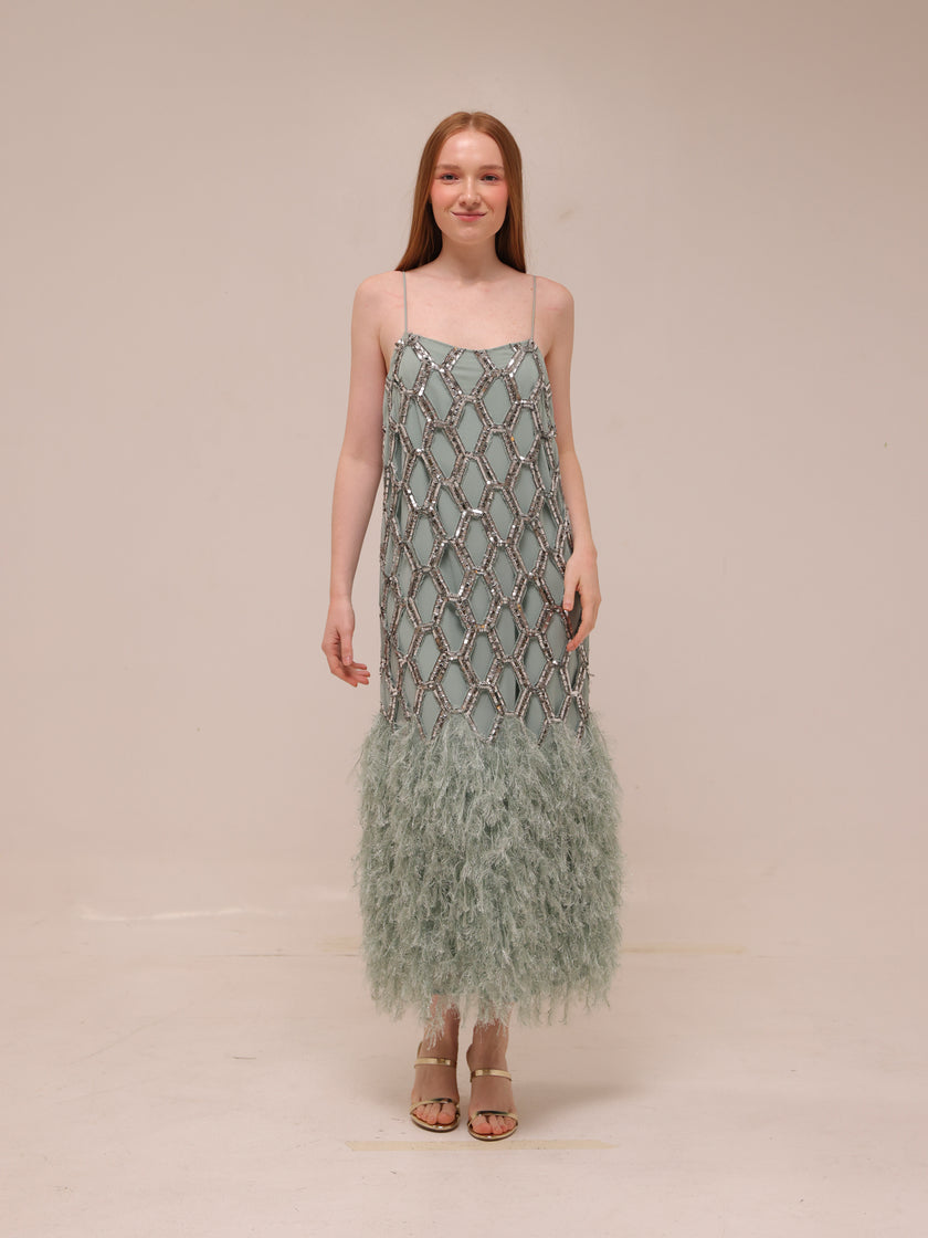 Geo Sequin Midi Dress