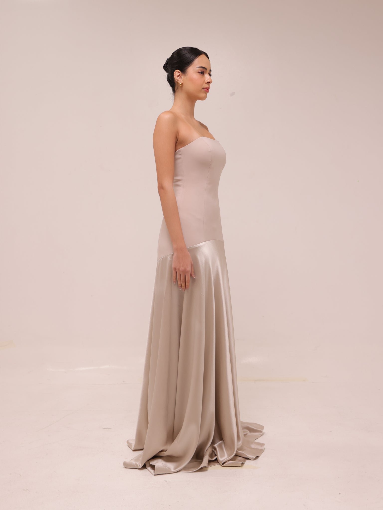 Aura Strapless Gown - Glacier Grey