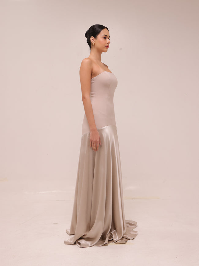 Aura Strapless Gown - Glacier Grey