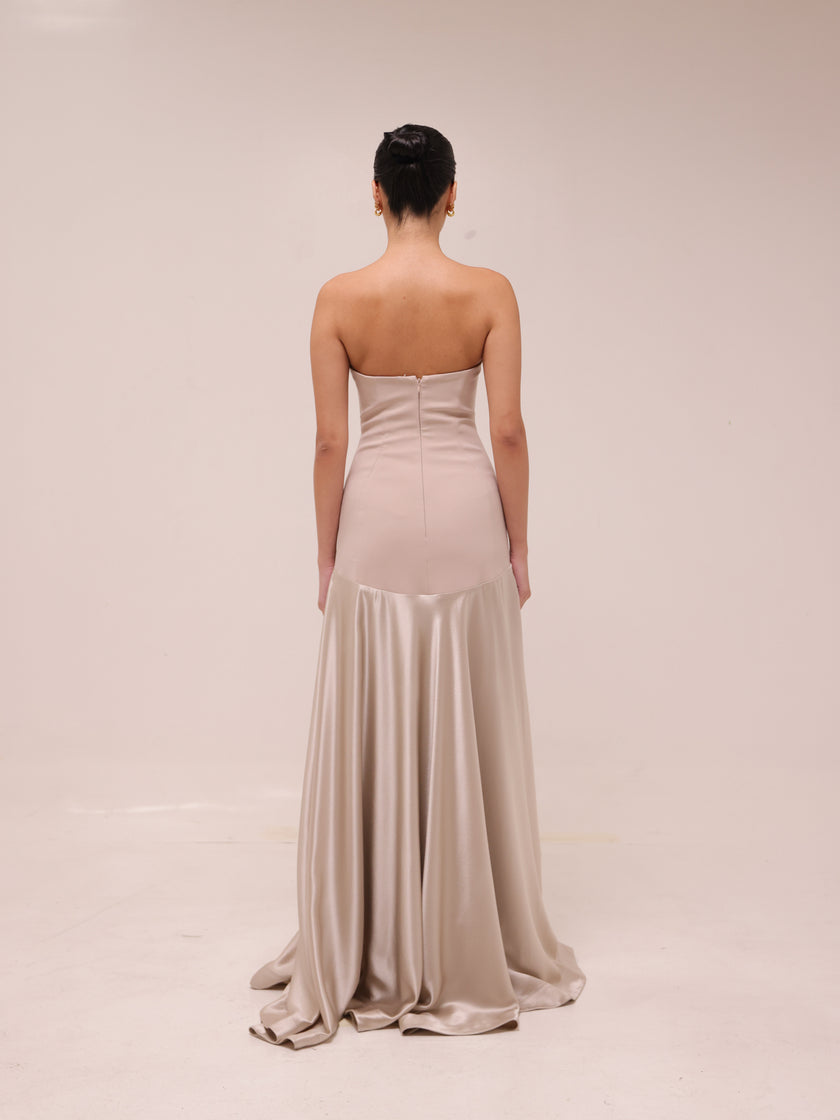 Aura Strapless Gown - Glacier Grey