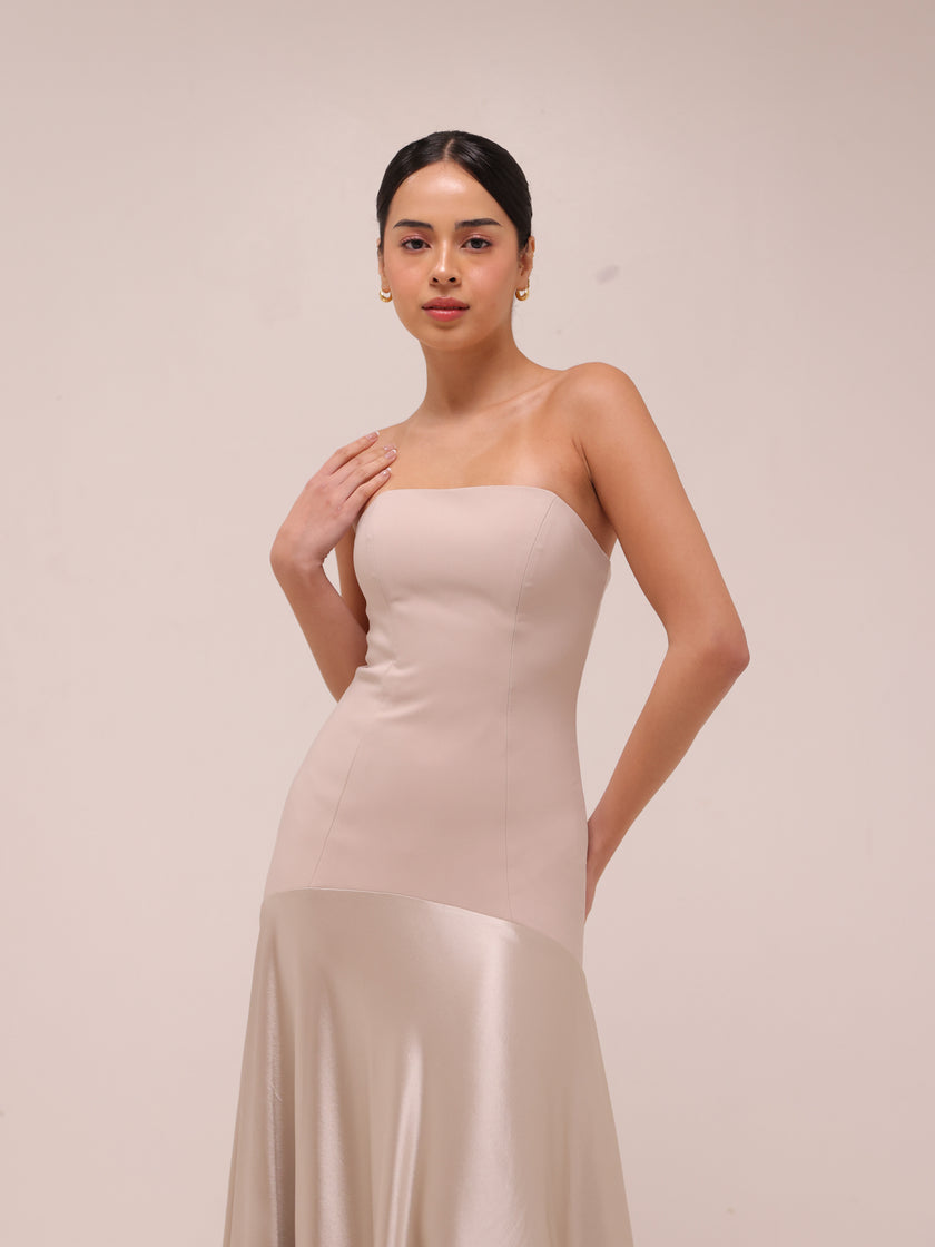 Aura Strapless Gown - Glacier Grey