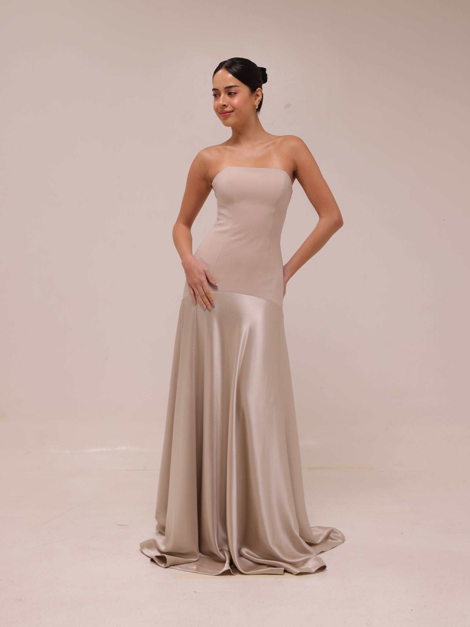 Aura Strapless Gown - Glacier Grey