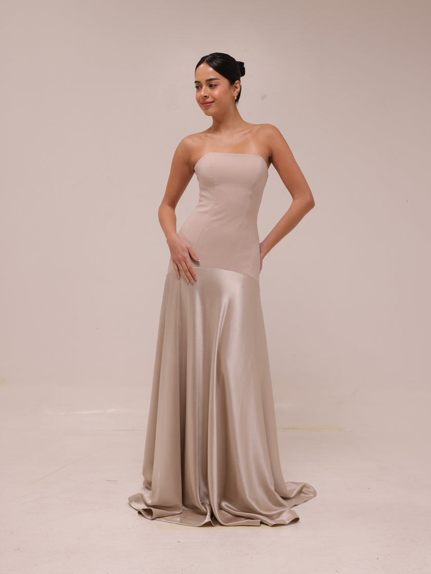 Aura Strapless Gown - Glacier Grey