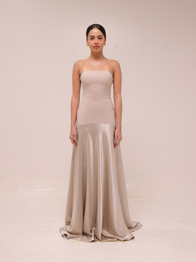 Aura Strapless Gown - Glacier Grey