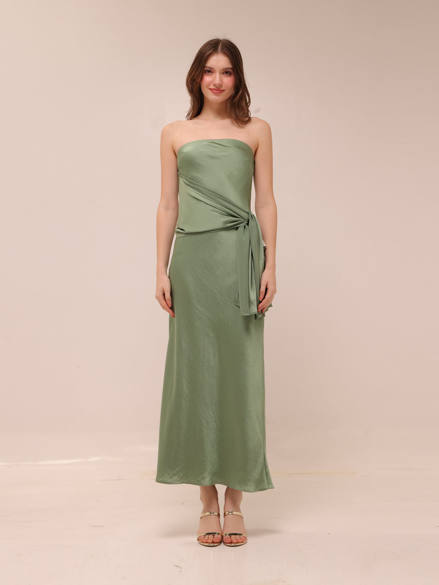 Lush Green Tube Satin Dress