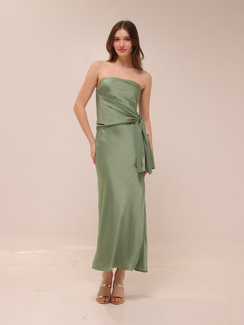 Lush Green Tube Satin Dress