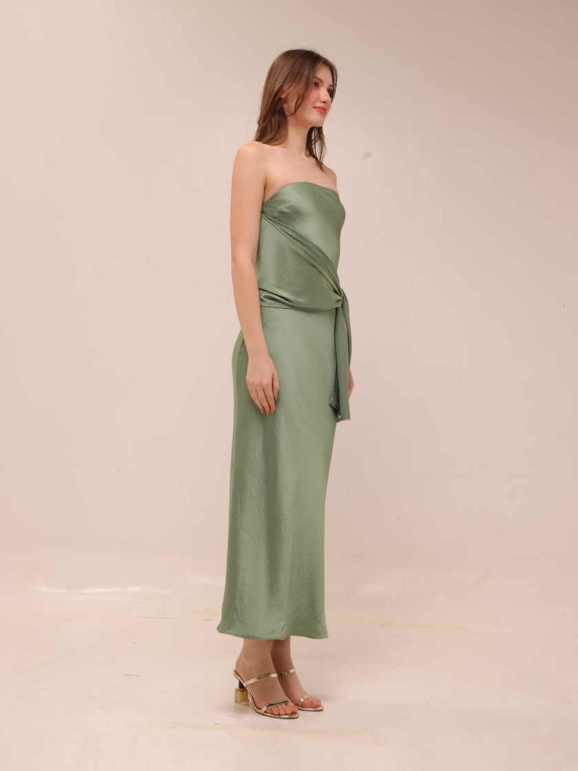 Lush Green Tube Satin Dress