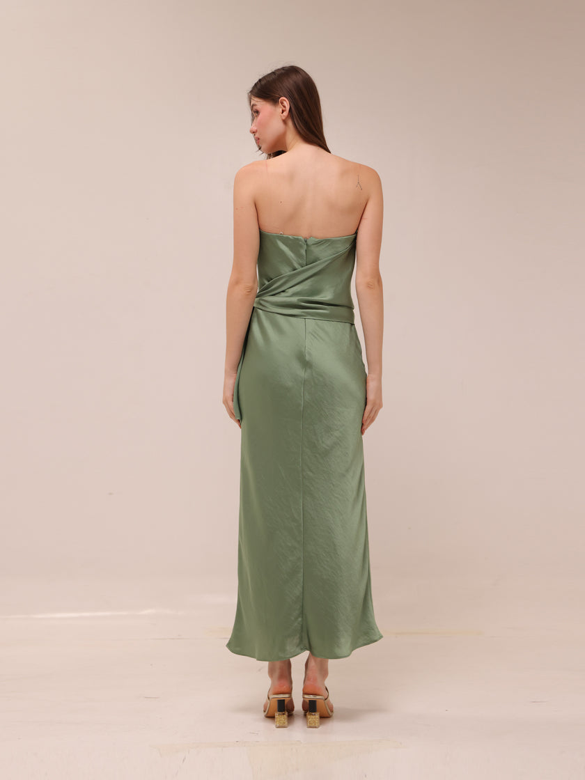 Lush Green Tube Satin Dress