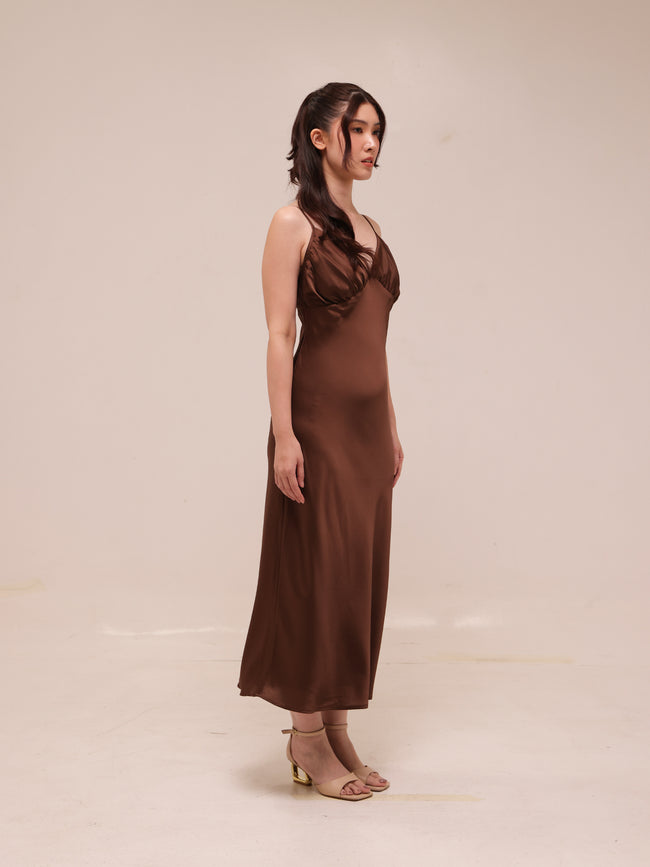 Sienna Satin Midi Slip Dress