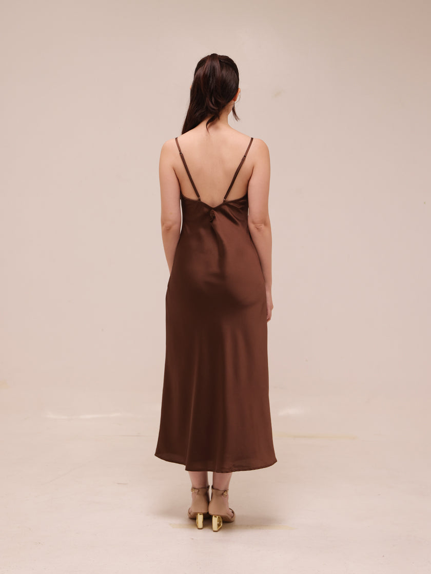 Sienna Satin Midi Slip Dress