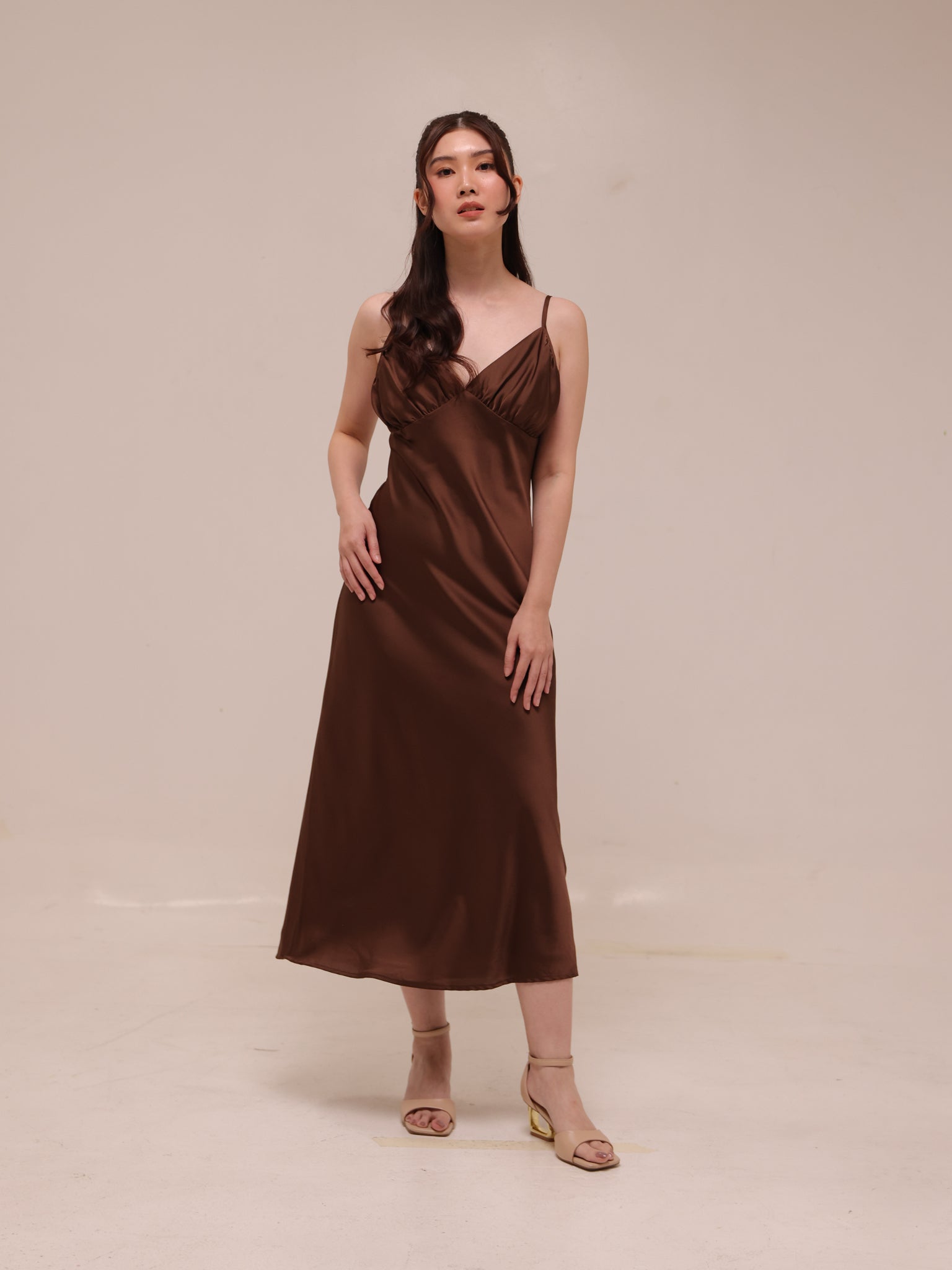 Sienna Satin Midi Slip Dress