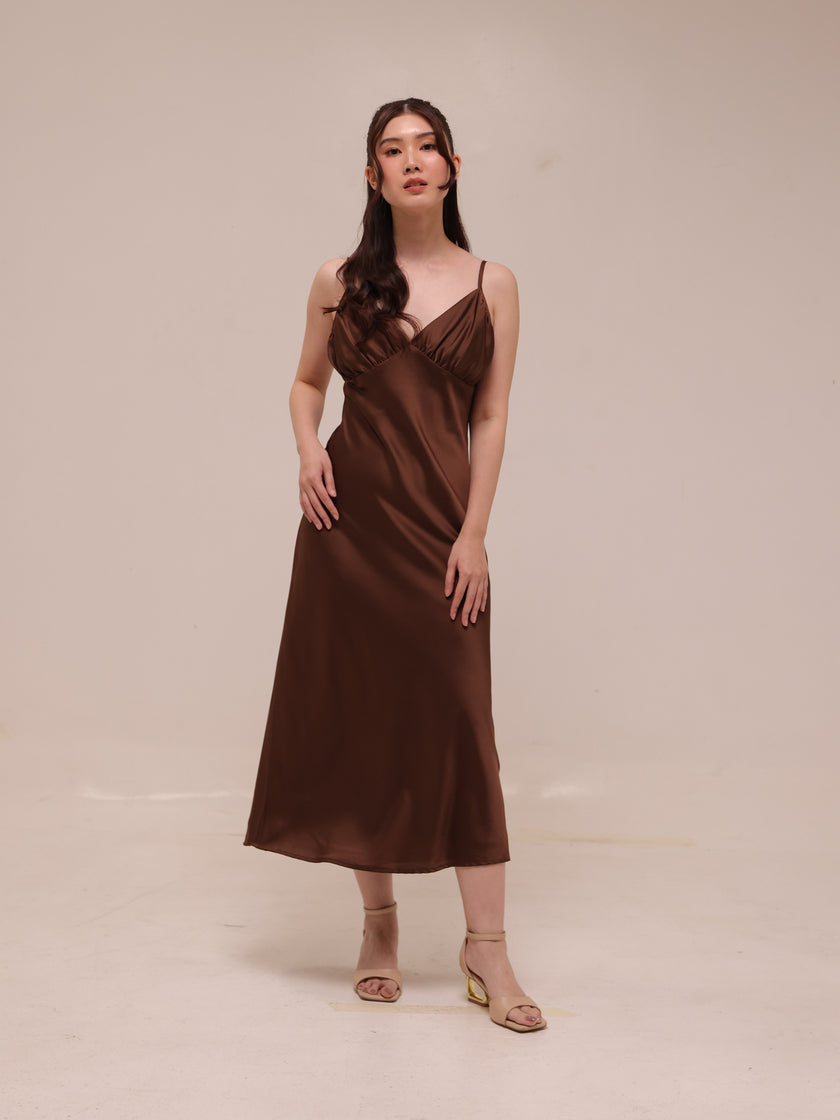 Sienna Satin Midi Slip Dress