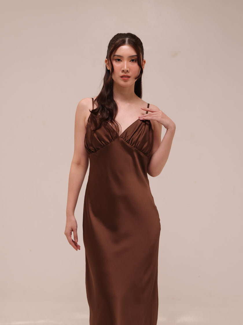 Sienna Satin Midi Slip Dress