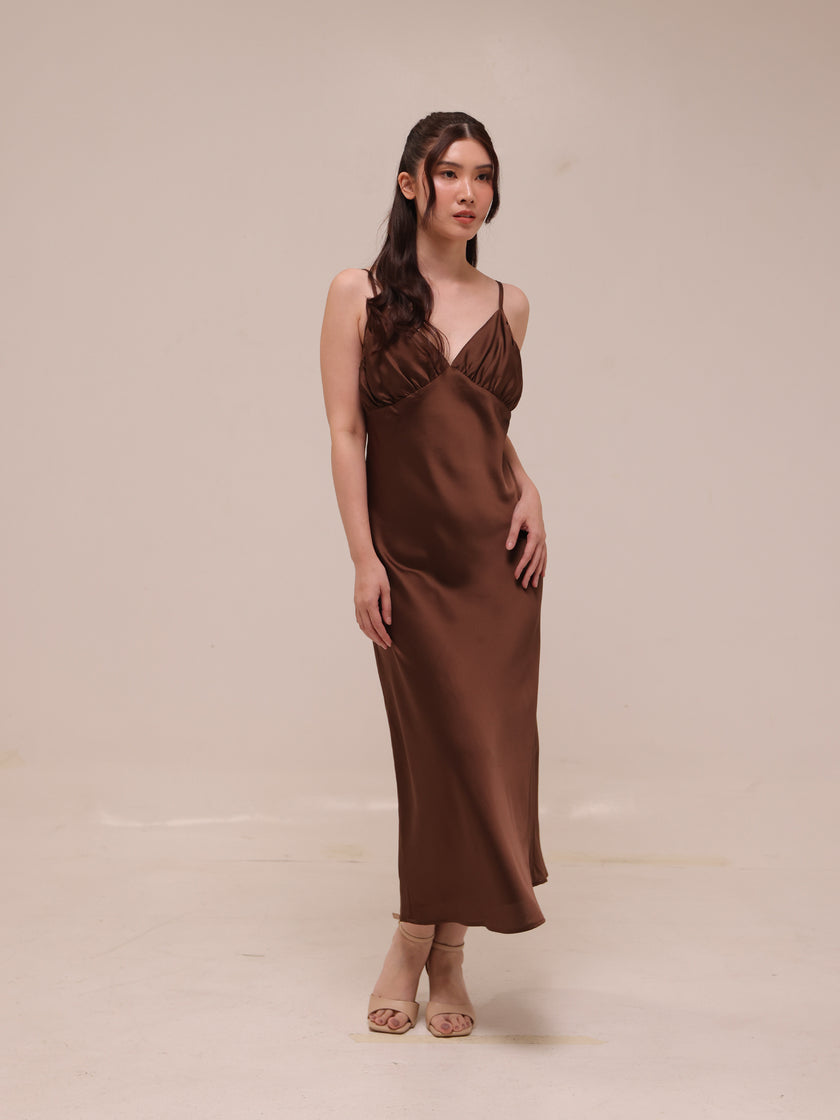 Sienna Satin Midi Slip Dress
