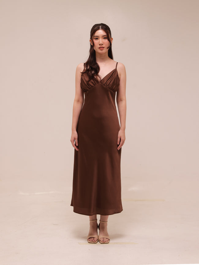 Sienna Satin Midi Slip Dress