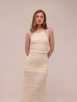 Elara Ruched Halter Maxi Dress