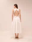 Botanical Trim Midi Dress Ivory
