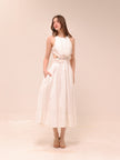 Botanical Trim Midi Dress Ivory