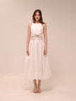 Botanical Trim Midi Dress Ivory