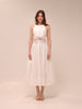 Botanical Trim Midi Dress Ivory