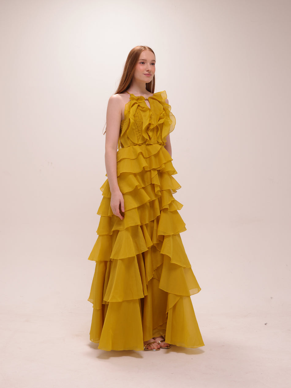 Cleo Gown in Chartreuse