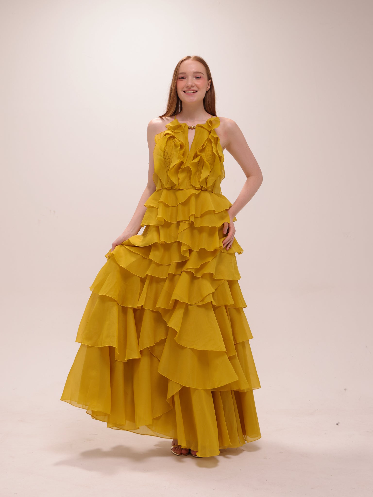 Cleo Gown in Chartreuse