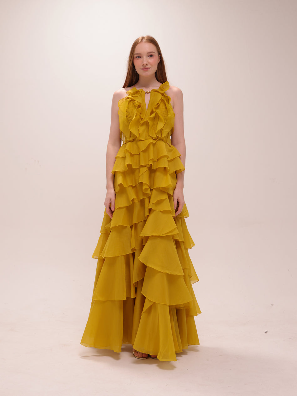 Cleo Gown in Chartreuse
