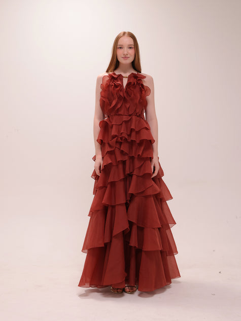 Cleo Gown in Rust