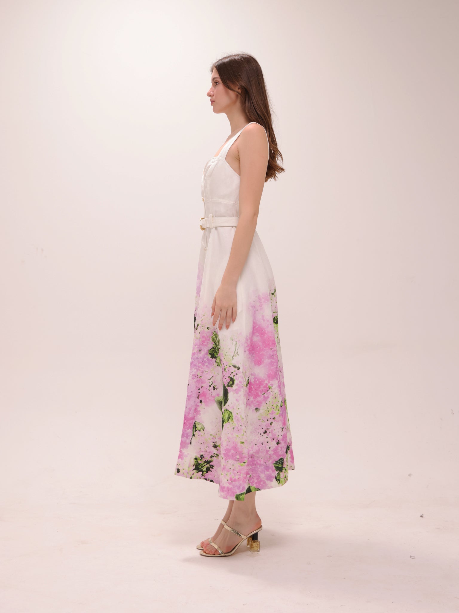 Eartha Midi Dress in Pink Hydrangea